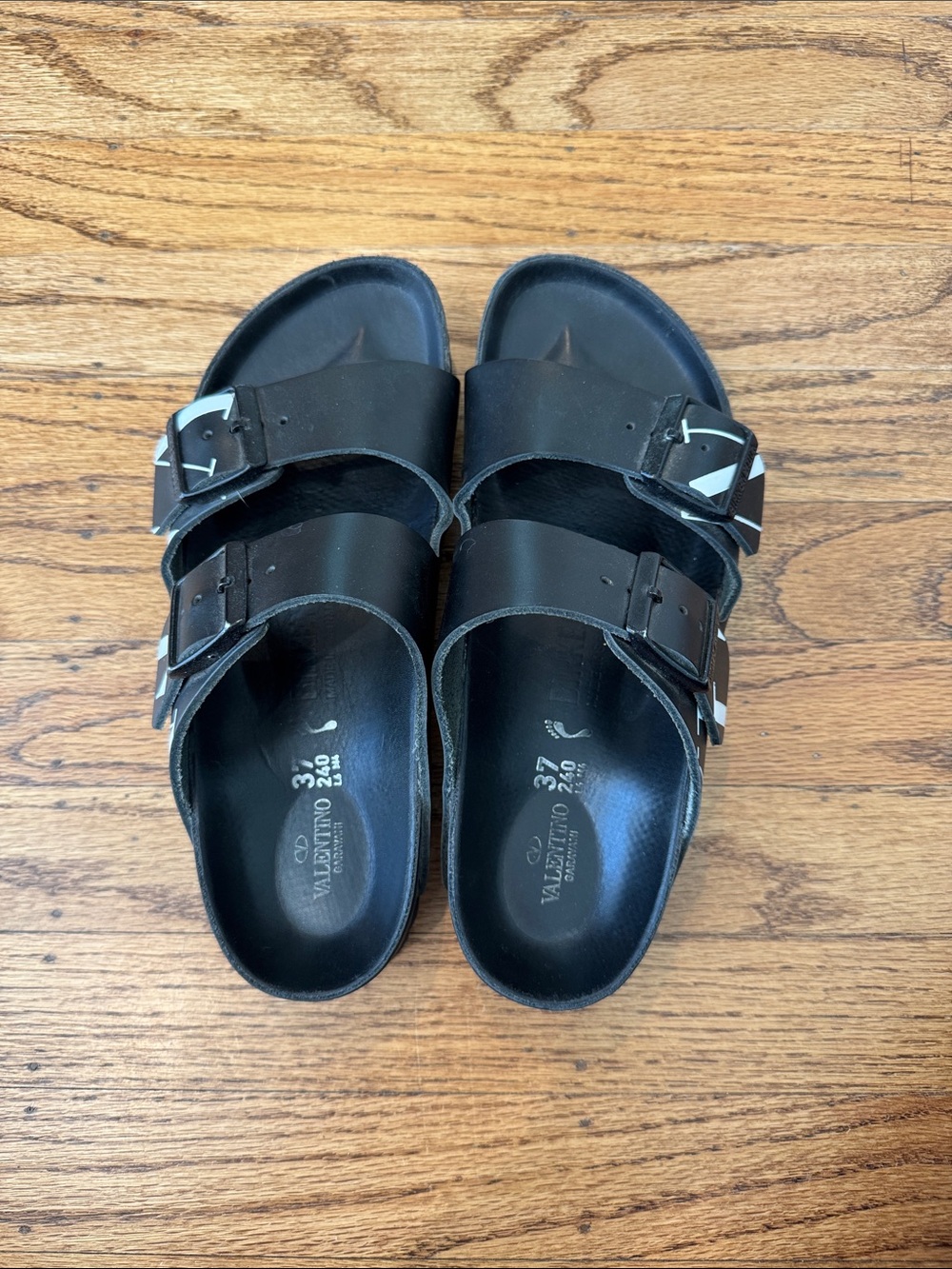Valentino Garavani Black Double-Strap Buckle Slides